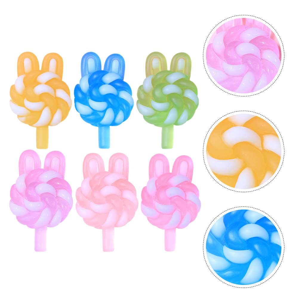 Resin Art Store - 24Pcs Cute Cartoon Lollipop Charms Rabbit