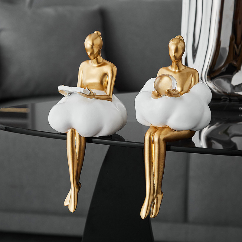 Resin Art Dining Table - Ballet Girl Cloud Abstract Art Figure