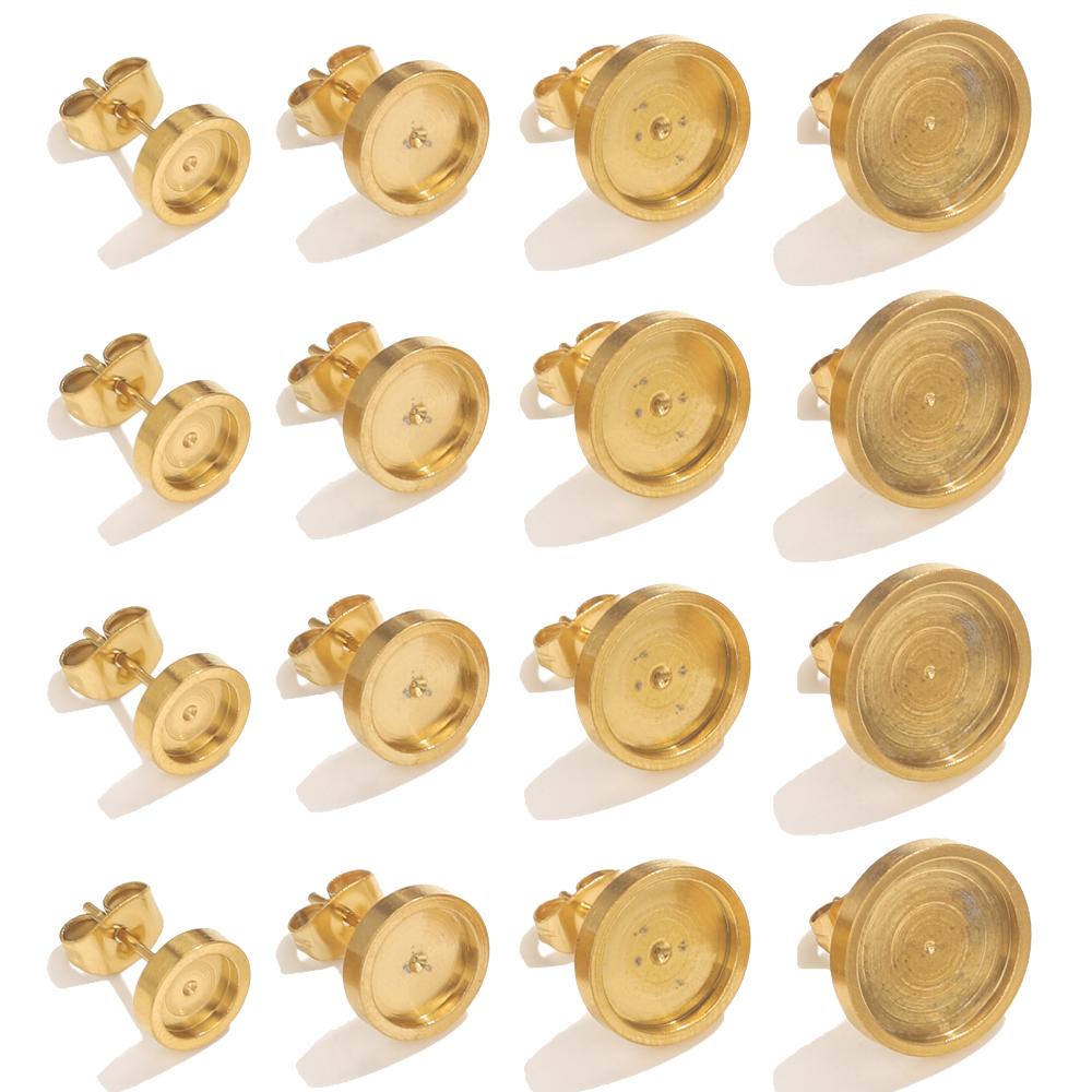 Resin Art Store - 10pcs Stainless Steel Gold Earring Stud