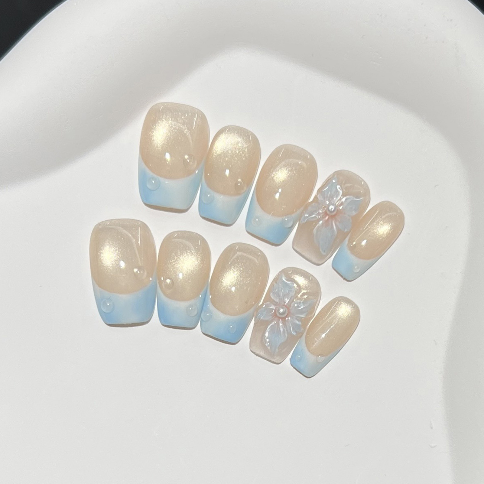 10pcs French Blue Glossy Flora - đánh giá và giá Resin Art Use