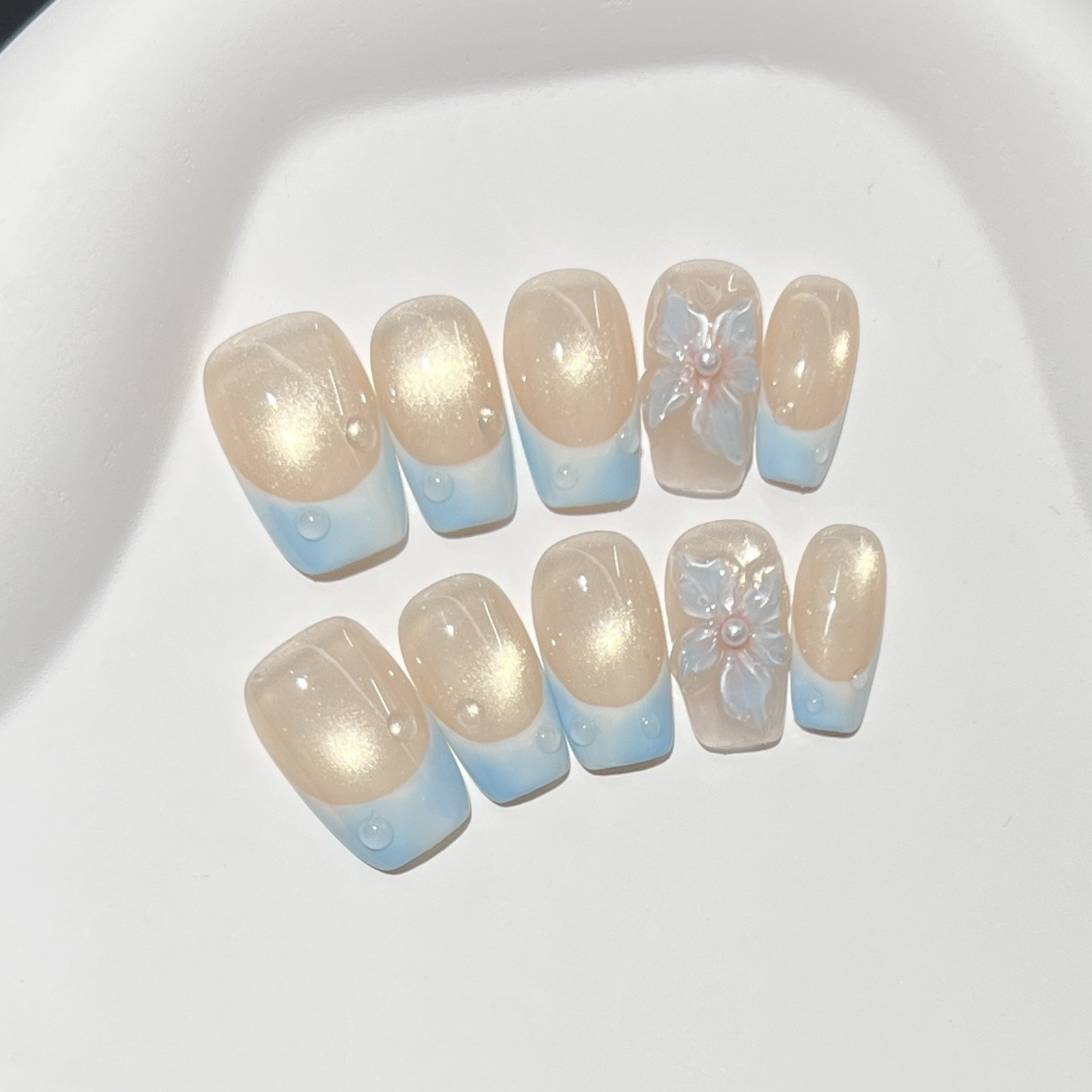 10pcs French Blue Glossy Flora - đánh giá và giá Resin Art Use